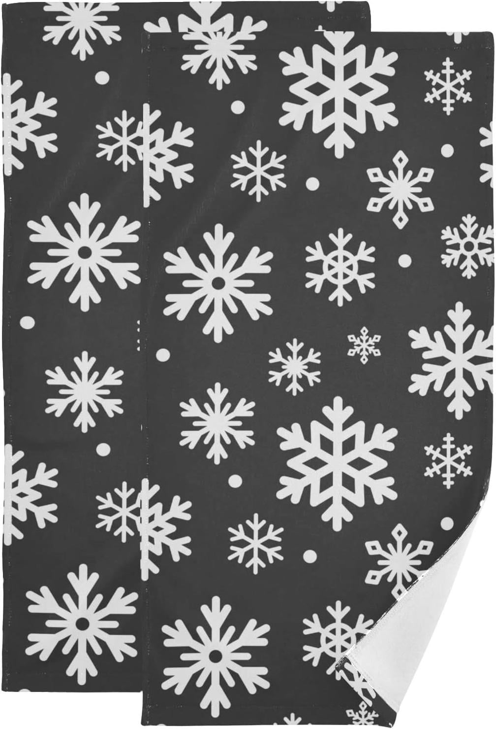 Coolnut Christmas Winter Snowflake Hand Towels 2 PCS, Black White