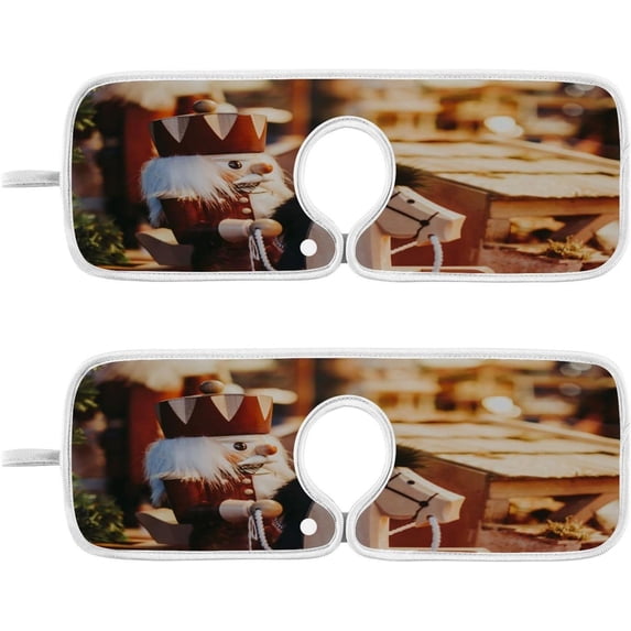 Coolnut Christmas Wooden Nutcracker Sink Splash Guard for Faucet 2 Packs Faucet Absorbent Mats, Winter Faucet Handle Drip Catcher Quickly Drying Mat for Kitchen Counter Bathroom, 30"x5.5"