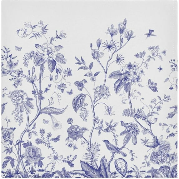Coolnut Cloth Napkins 4PCS Chinoiserie Flowers Birds Dinner Table Napkin Decorative for Family Party Restaurant Wedding Use 20 Inch Washcloth Gift