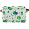 thumbnail image 1 of Coolnut Clover Leaves Pattern (1) Foldable Storage Basket for Shelves, Collapsible Sturdy Storage Bin with Handles, Canvas Storage Cube for Organizing Closet 1PCS Home Decor, 1 of 7