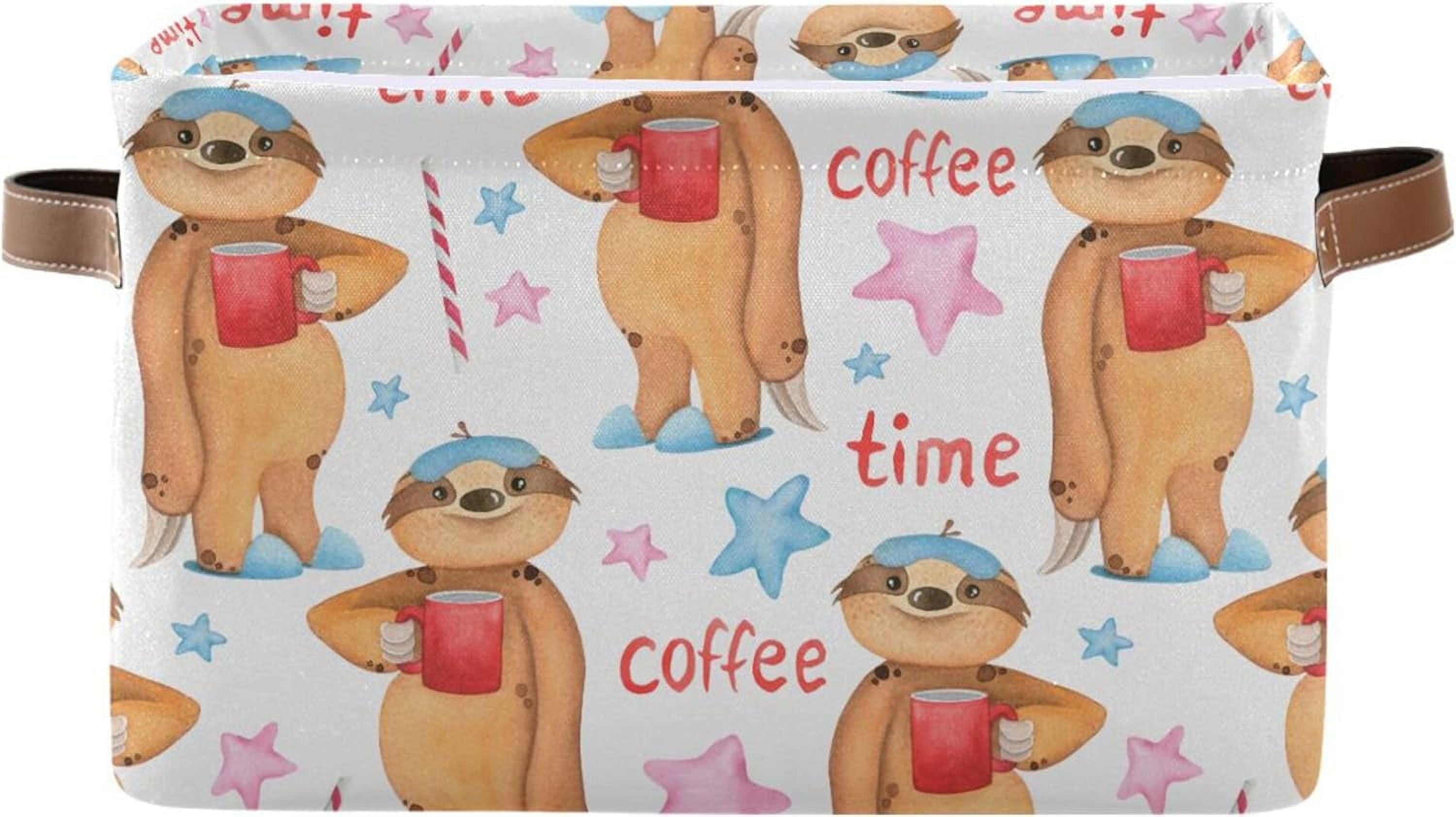 Coolnut Coffee Sloths Storage Basket Foldable Storage Bin 2 Pack ...