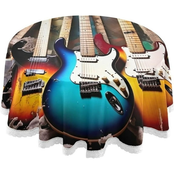 Coolnut Color Guitar Tablecloth 60In,Table Cover Water Resistant Spill Proof Large Table Cover for Indoor & Outdoor Family Gathering Dinner, BBQ Christmasation Decor Gift