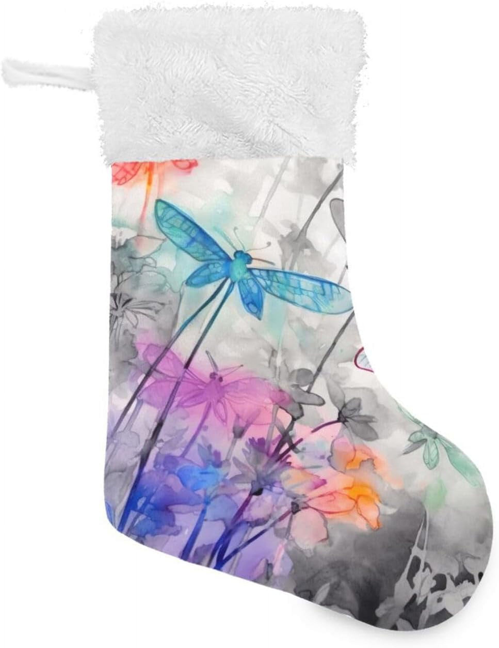 Coolnut Colored Dragonfly Christmas Stockings 1PCS, Big Xmas Stocking