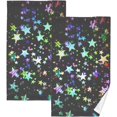 thumbnail image 1 of Coolnut Colored Stars Patterned Hand Towels 2 PCS, Cotton Bath Towel for Drying Face Hands Body Decorative Water Absorbent Lightweight Towels for Bathroom Ktichen Travel Gym, 16"x28", 1 of 6