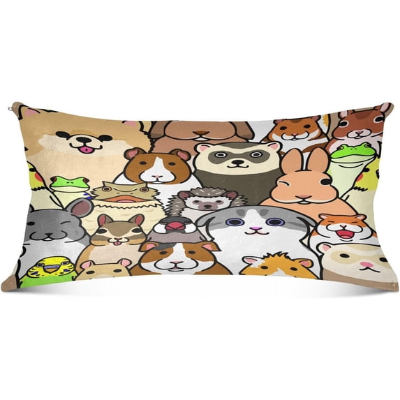 Coolnut Colorful Animals Faces Pillowcase, Super Soft Pillow Shams Covers, Plush Cozy Pillow Cases with Zipper, 21" X 54"（140） Home Decor Gifts