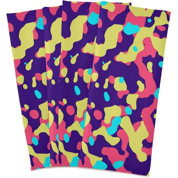 Coolnut Colorful Camouflage Kitchen Dish Towel Set of 4, Super Absorbent Soft Drying Cloth Tea Bar Towels, 28 x 18 Inch