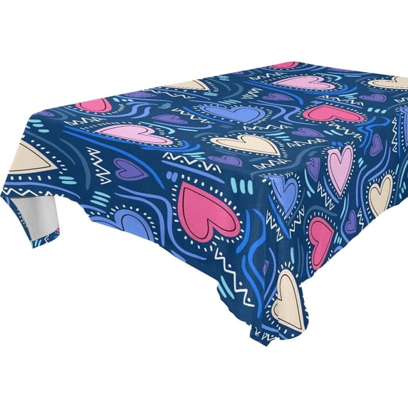 Coolnut Colorful Cartoon Heart Fabric Square Tablecloth - Waterproof and Wrinkle-Resistant Table Cloth 54x54 Inch Table Cover for Indoor & Outdoor Dining House Decor
