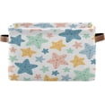 thumbnail image 1 of Coolnut Colorful Cartoon Starfish Large Square Storage Basket Bin with Handles 2PCS, Foldable Multi Functional Closet Storage Box Shelf Basket for Storing Toys, Books and Clothes Decor Gifts, 1 of 7