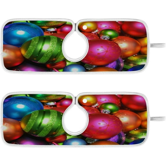 Coolnut Colorful Christmas Balls Kitchen Sink Splash Guard 2 Packs Faucet Absorbent Mats Xmas Ornaments Faucet Handle Drip Catcher Quickly Drying Mat for Kitchen Counter Bathroom, 30"x5.5"