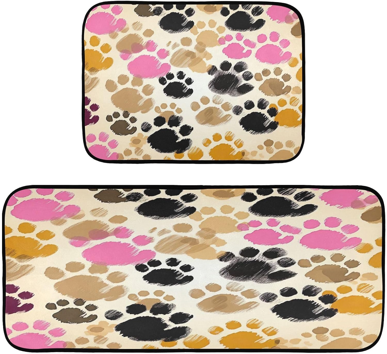 Coolnut Colorful Dog Paw Anti Fatigue Mats for Kitchen Floor,Set of 2