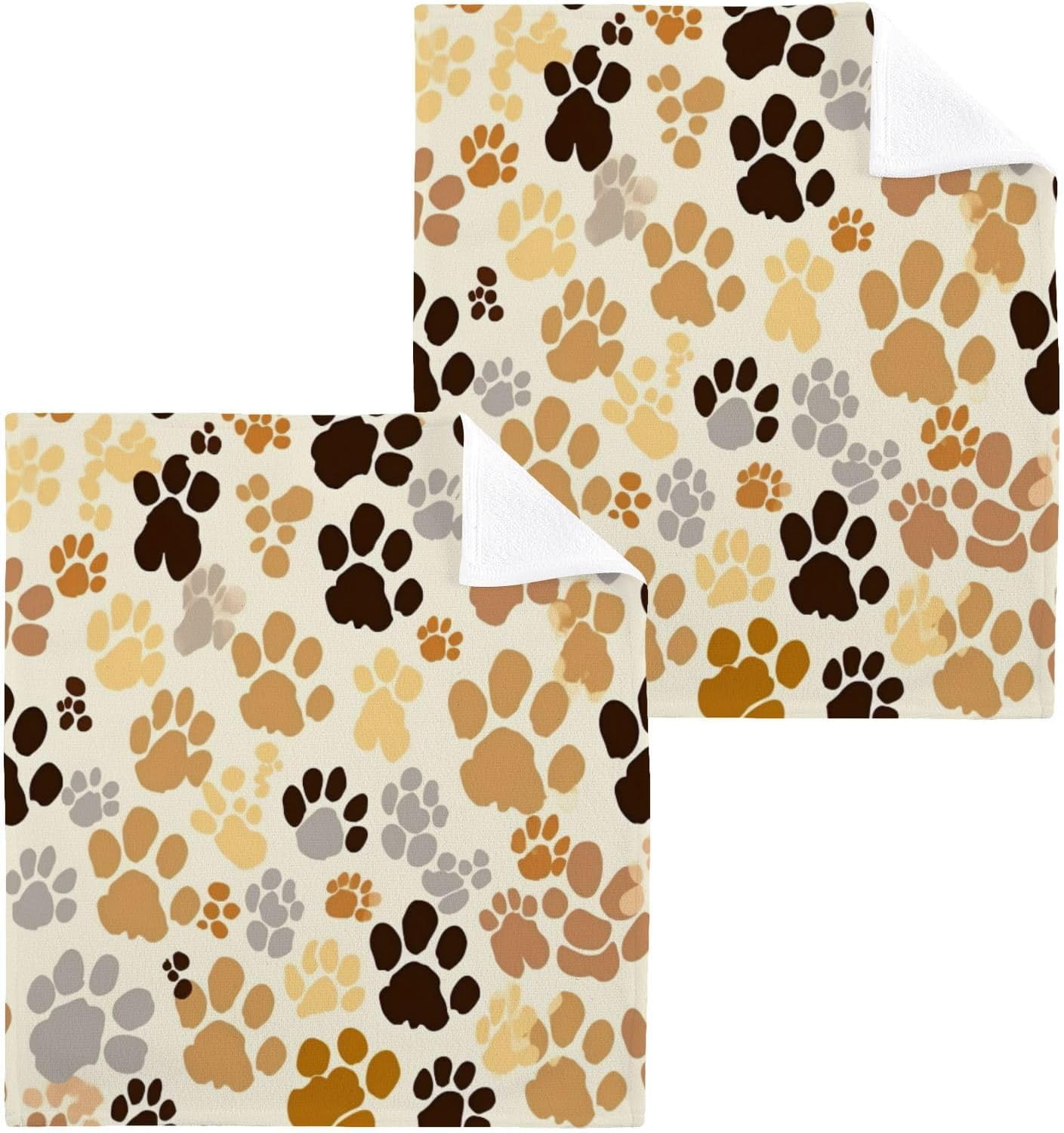 Coolnut Colorful Dog Paws Cotton Washcloths Set of 6, 12"x12" Soft