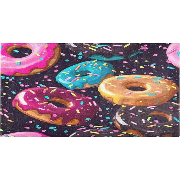 Coolnut Colorful Donut Bath Rugs 39 x 20 Inch, Soft Absorbent Washable Plush Carpet with Non-Slip Rubber Back for Entryway, Bedroom, Kitchen, Bathroom Home Decor Gifts