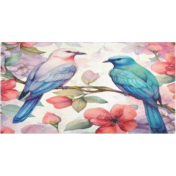 Coolnut Colorful Flower Bird Bath Mat, Dry Quickly Non Slip Absorbent Bath Rug, Soft Living Room Bedroom Home Floor Mats, Bath Mats for Bathroom, Tub and Shower 20" x 39" Home Decor