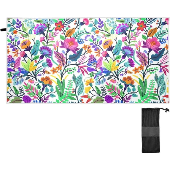 Coolnut Colorful Flowers Beach Towel - Lightweight Compact Oversized Travel Towels - Super Absorbent Quick Dry Towel for Swimming Camping Holiday(312) Wash cloth