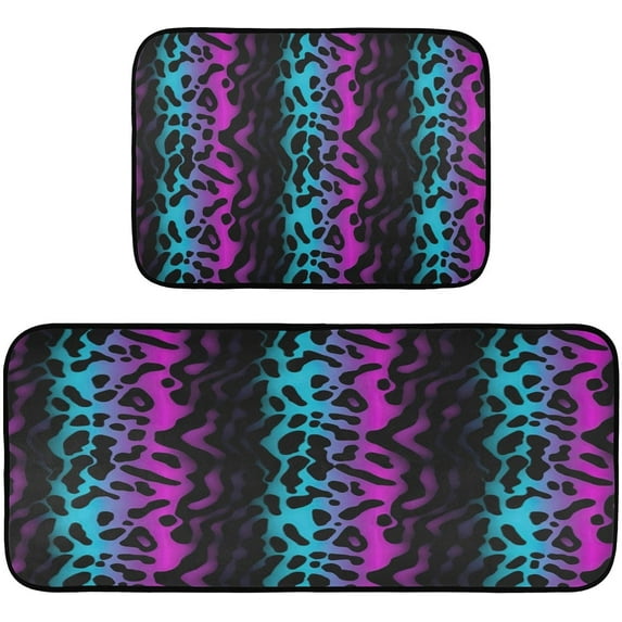 Coolnut Colorful Leopard Anti Fatigue Mats for Kitchen Floor,Set of 2 Non Skid Washable Waterproof Anti Kitchen Floor Mats for Kitchen Office Laundry Room Bathroom (19"x27"+19"x47") Home Decor
