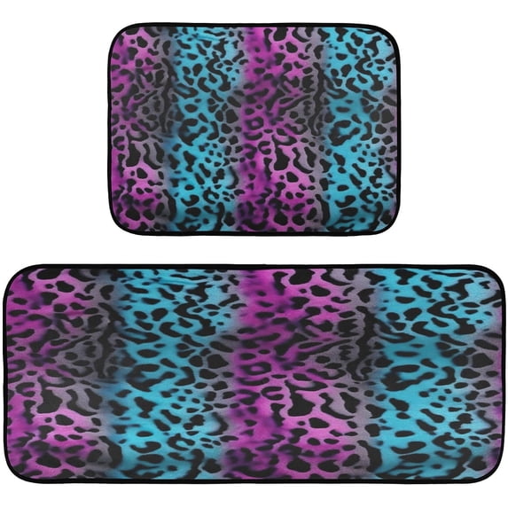 Coolnut Colorful Leopard Anti Fatigue Mats for Kitchen Floor,Set of 2 Non Skid Washable Waterproof Anti Kitchen Floor Mats for Kitchen Office Laundry Room Bathroom (19"x27"+19"x47") Home Decor