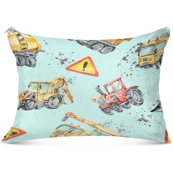 Coolnut Colorful Little Toy Trucks Pillowcase Standard Size, Super Soft Pillow Shams Covers, Plush Cozy Pillow Cases with Zipper, 20" X 26"(397) Home Decor Gifts