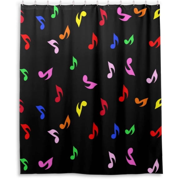 Coolnut Colorful Music Notes Shower Curtain Bathroom Decor Watercolor Shower Curtain Sets Fabric Cloth Bathroom Curtains with Hooks 60x72 Inch