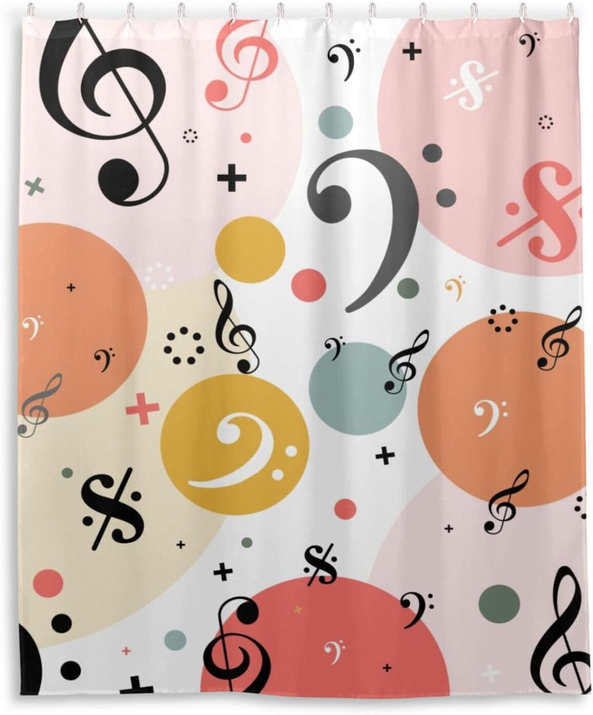 Coolnut Colorful Musical Notes Shower Curtain Bathroom Decor Watercolor