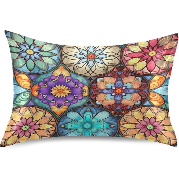 Coolnut Colorful Oriental Textile Tile Satin Pillowcase for Hair and Skin Silk Pillowcase, Queen Size(20x30 inches) - Slip Satin Pillow Covers with Envelope Closure(751) Home Decor Gifts