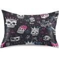 thumbnail image 1 of Coolnut Colorful Skull Pattern Satin Pillowcase for Hair and Skin Silk Pillowcase, Standard Size(20x26 inches) - Slip Cooling Satin Pillow Covers with Envelope Closure（462） Home Decor Gifts, 1 of 7