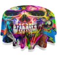 thumbnail image 1 of Coolnut Colorful Skull Round Tablecloth, Washable Oil Proof Table Cover for Kitchen Holiday Party Wedding Picnic Decoration, 1 of 7