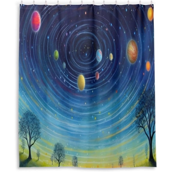 Coolnut Colorful Universe Shower Curtain Waterproof Washable Bathroom Shower Curtain Durable Polyester Cloth Fabric Bathroom Set with 12 Hooks, 60 x 72 inches Home Decor
