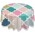 thumbnail image 1 of Coolnut Colour Moroccan Pattern Round Tablecloth, Washable Oil Proof Table Cover for Kitchen Holiday Party Wedding Picnic Decoration, 1 of 7