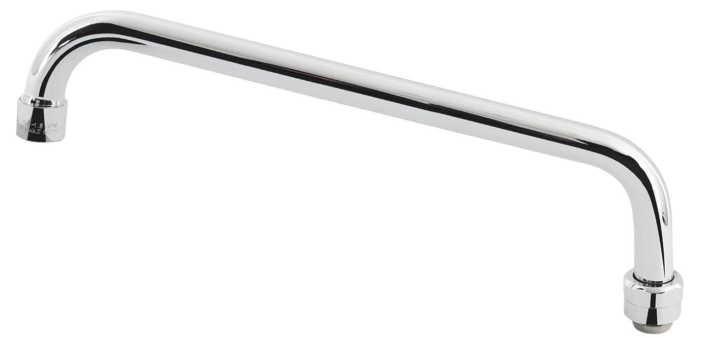 12 Inch Stainless Steel Swivel Spout Replacement For Commercial Sink Faucet - G 3/4" Connection, Chrome Finish, For 1 Or 2 Bay Sinks