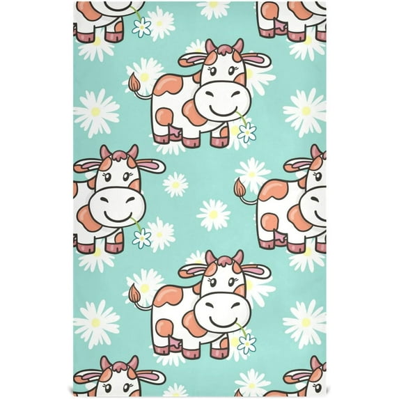 Coolnut Cow Kitchen Dish Towel Set of 4, Soft Absorbent Drying Dishcloths Dish Towels with Hanging Loop for Kitchen Bathroom Bar Home Decor, 28 x 18 Inch Washcloth Gift