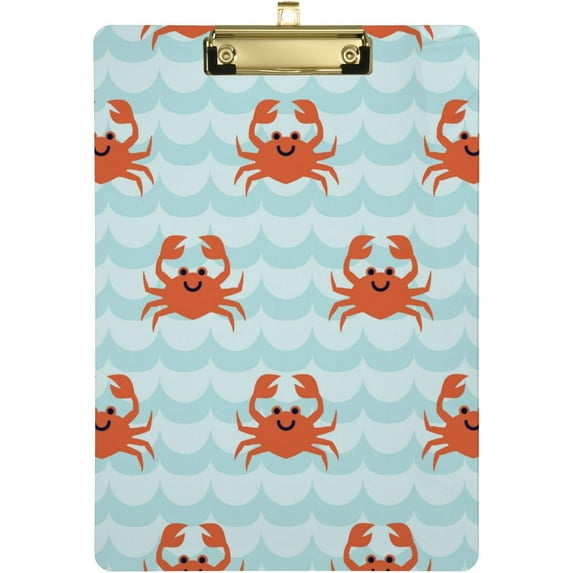 Coolnut Crabs Clipboard, Acrylic Standard A4 Letter Size Clip Board with Low Profile Clip for Office, Classroom, Doctor, Nurse and Teacher Gifts