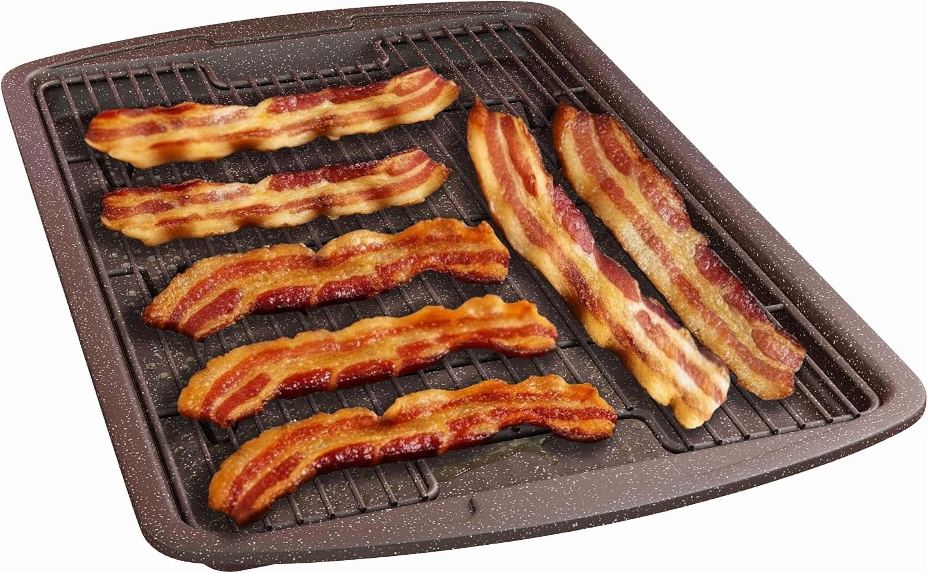 Bakken Cookie Sheet with Wire Rack Set, 2-Piece Nonstick Carbon Steel Pan 17.4" & Cooling Rack 14.7", Stackable Set, Oven Safe 450°F, Brown Marble