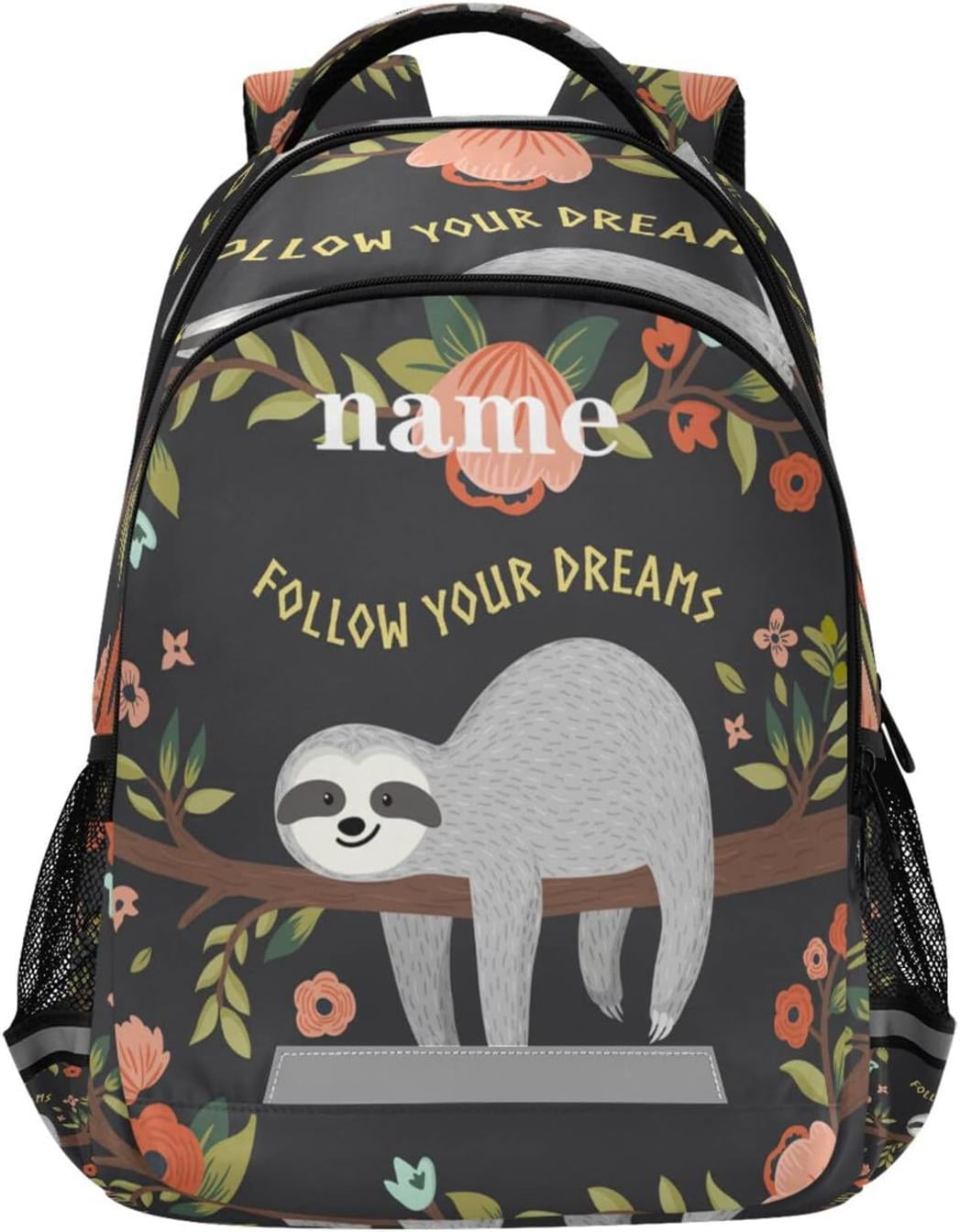 Coolnut Custom Baby Sloth on The Tree Backpack Customized Animal and Flower Backpacks Girl Boy School Bag Kids Rucksack Bookbag for Elementary Walmart