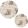 thumbnail image 1 of Coolnut Cute Baby Elephants Round Woven Potholders Set Trivets for Hot Dishe Heat Resistant Non-Slip Trivets for Cooking and Baking Kitchen Home Decor, 1 of 7