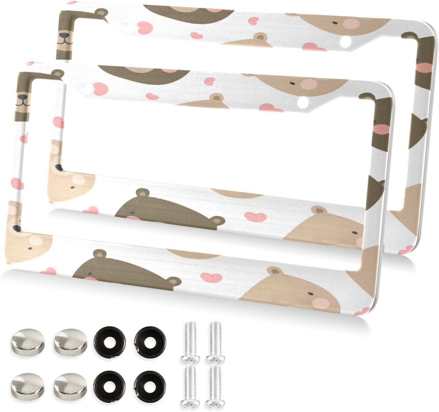 Coolnut Cute Bear License Plate Frames, Decorative License Plate Covers