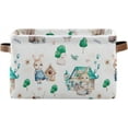 thumbnail image 1 of Coolnut Cute Bunnies Storage Basket Foldable Storage Bin 2 Pack, Canvas Rectangular Storage Basket with Leather Handles for Home Closet & Office Decor Gifts, 1 of 7