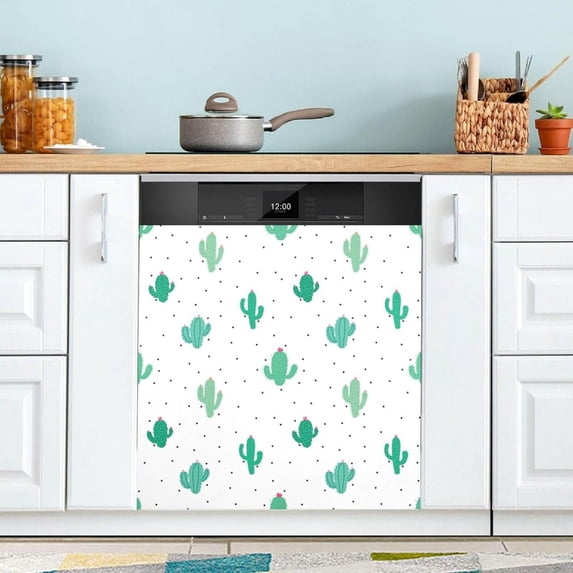 Coolnut Cute Cactus Pattern Dishwasher Magnet Cover for The Front Door,Reusable Refrigerator Door Decor Magnet Sticker for Kitchen Home Decor 23" x 26"