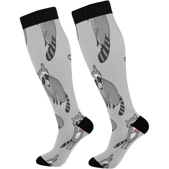 Coolnut Cute Cartoon Raccoons Compression Socks for Women & Men Circulation-Best for Running, Nurse, Travel, Cycling Gift