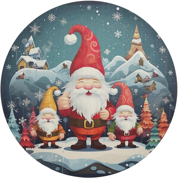 Coolnut Cute Christmas Gnome Placemats Set of 4 Non-Slip Heat Resistant Dining Table Place Mats Washable Kitchen PVC Weave Table Mats Home Decor Gifts