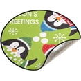 thumbnail image 1 of Coolnut Cute Christmas Penguin Christmas Tree Mats Waterproof Tree Skirt, Seasons Greetings Xmas Tree Stand Tray Mat Floor Protector Pad for Holiday Party Decoration, 28.3", 1 of 6