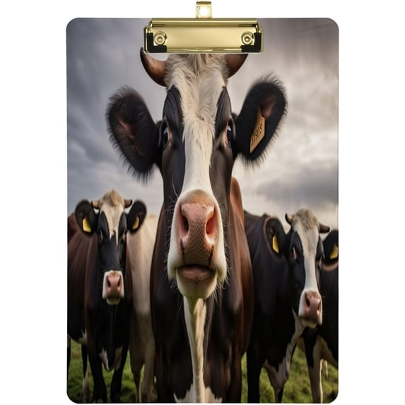 Coolnut Cute Clipboard Stardard Letter Size for Women with Silver Clip,Translucent Clip Board,Office & School Supplies,(12" x 9",Cows) Gifts