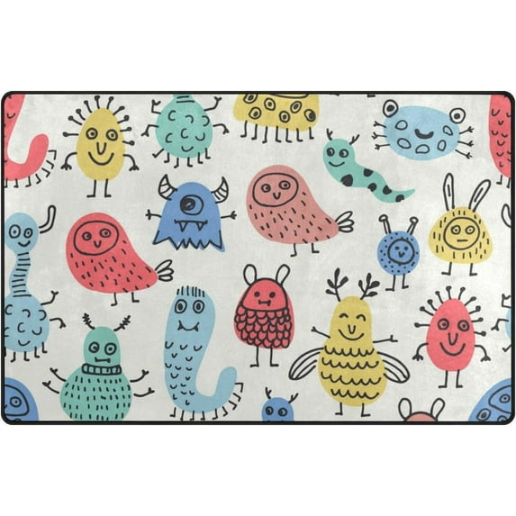 Coolnut Cute Color Monsters Area Rug Pad 60 x 39 inch (5'x 3'3"), 100% Light Weight Polyester Fabric Floor Mat for Living Room Bedroom