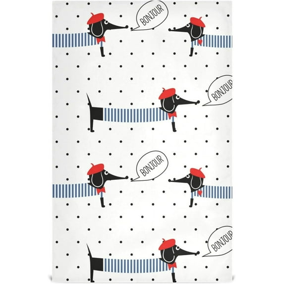 Coolnut Cute Dachshund Dog Kitchen Dish Towel Set of 1, Soft Absorbent Drying Dishcloths Dish Towels with Hanging Loop for Kitchen Bathroom Bar Home Decor, 28 x 18 Inch Washcloth Gift
