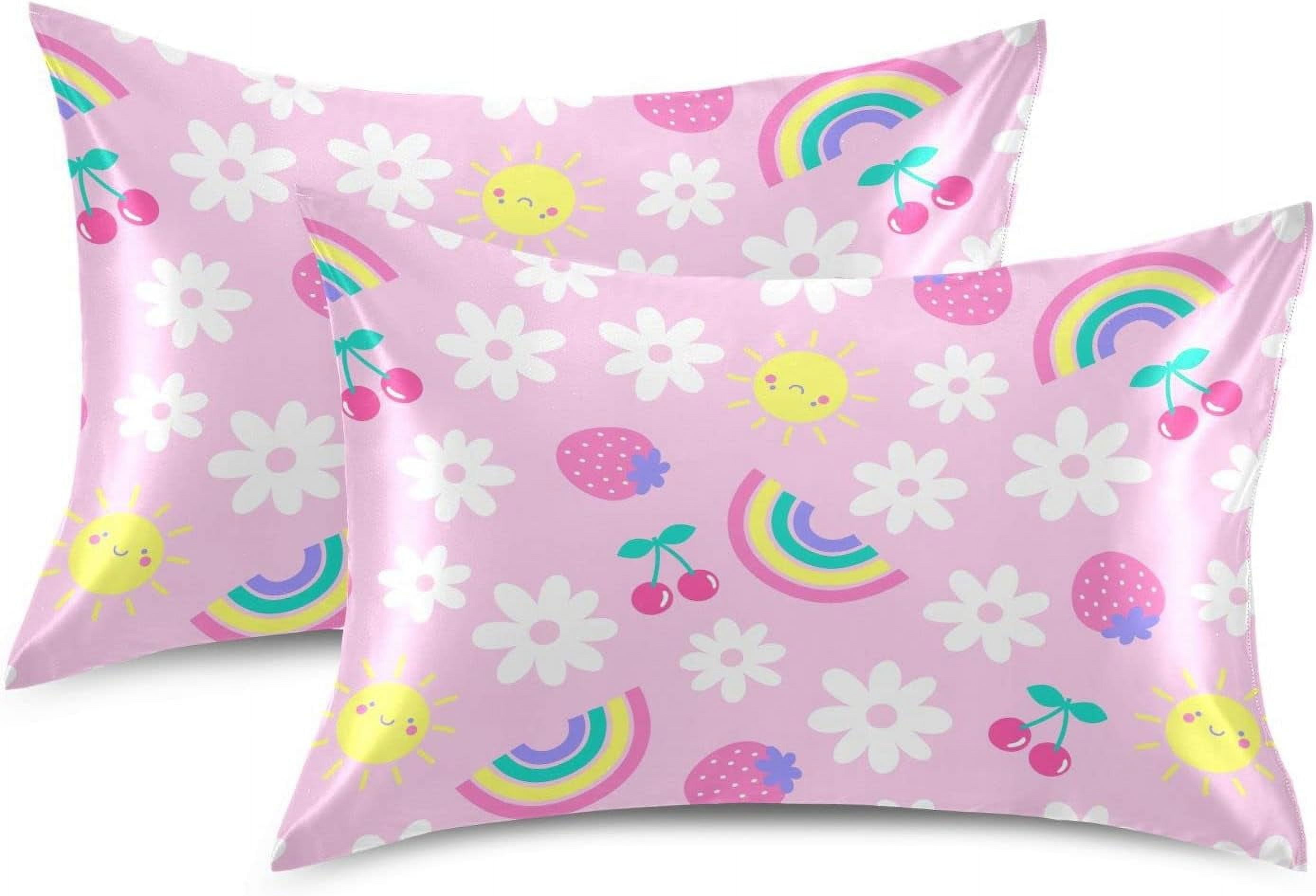 Coolnut Cute Daisy Silky Satin Pillowcase, Luxury Soft Pillow Case for