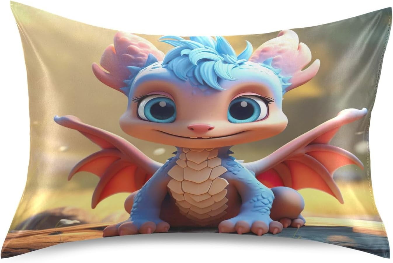 Coolnut Cute Dinosaur Pillowcase for Hair and Skin Silk Pillowcase King