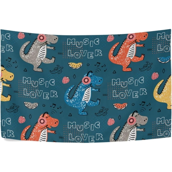 Coolnut Cute Dinosaur Tapestry Washable Polyester Art Wall Hanging Blanket for Living Room Bedroom Dorm Party, 60 x 51 Inch Home Decor Gifts