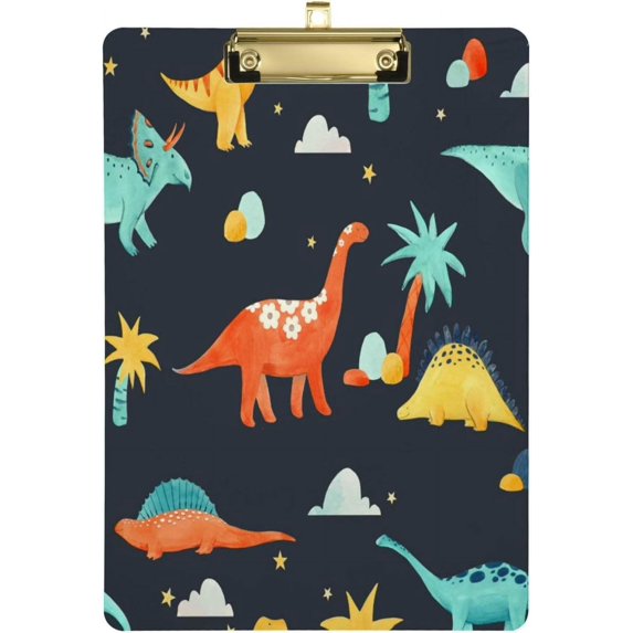 Coolnut Cute Dinosaurs Acrylic Clipboard with Low Profile Silver Metal Clip Standard A4 Letter Size Decorative Clipboards for Office,Jobsite,Medical,School