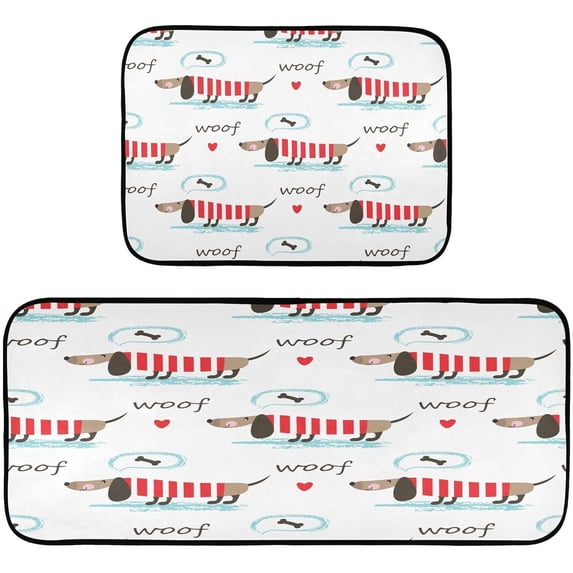Coolnut Cute Dog and Bones Kitchen Mat - Cushioned Anti Fatigue Kitchen Rug Set of 2, Non Slip Waterproof Kitchen Mats for Kitchen, Laundry, Sink, Office 19.7"×27.6"+19.7"×47.2" Home Decor
