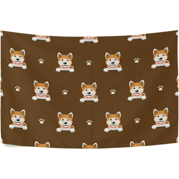 Coolnut Cute Dog Tapestry Washable Polyester Art Wall Hanging Blanket for Living Room Bedroom Dorm Party, 60 x 51 Inch Home Decor Gifts