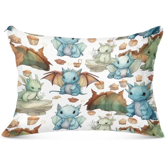 Coolnut Cute Dragon Plush Pillowcase, Luxury Soft King Pillow Case for Hair and Skin, Standard Size Pillow Covers with Zipper Closure, 20x30in #122 Home Decor Gifts